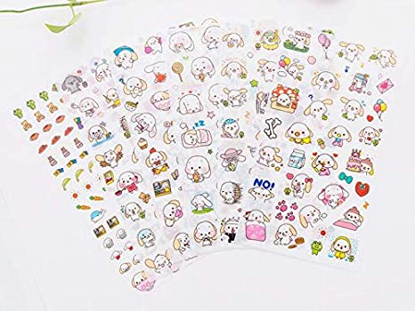 12 Sheets Peel-Off Stickers,Small Cute Dog Paper Letter Stickers Photo Stickers Pocket Sticker Korean Stationery for DIY Arts and Crafts,Life Daily Planner,Bullet Journals,Scrapbooks,Calendars (Dog)