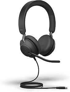 Jabra Evolve2 40 SE Wired Stereo Noise-Cancelling Headset - Features 3-Microphone Call Technology and USB-C Cable - MS Teams Certified, Works with All Other Platforms - Black