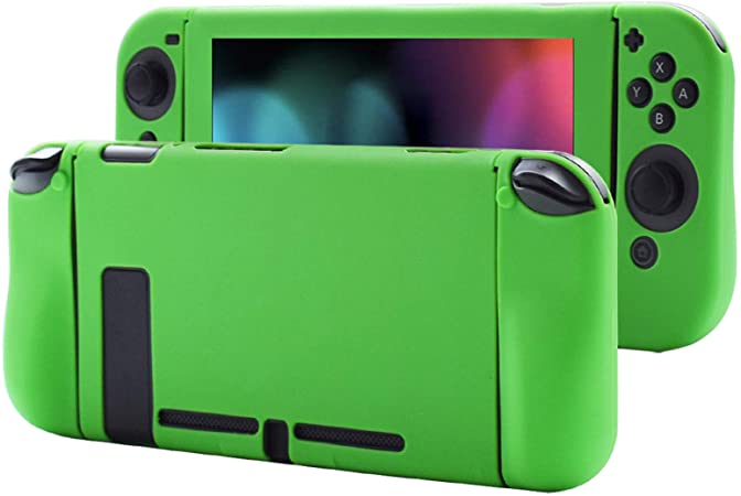 Pandaren Cover Skin Compatible for Nintendo Switch Consoles and Joycon 3in1 Silicone Case with Larger Hand Grip Protector(Green)