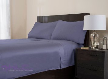 HLC.ME Ultra Silky Soft 100% Rayon from Bamboo 4 Piece Bed Sheet Set (King, Blue)