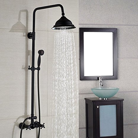 Votamuta Oil Rubbed Bronze Bathroom Rainfall Shower Faucet Set Rain Shower Head System with Hand Sprayer