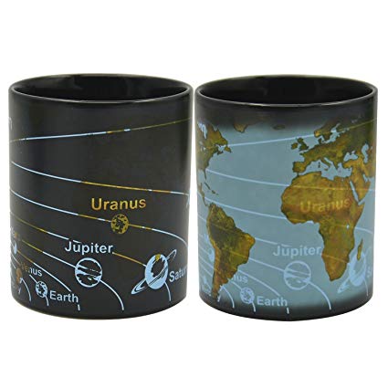 Magic Porcelain Coffee Mug Solar System Ceramic Heat Sensitive Color Changing Tea Cup,Best Birthday Gifts，13 Ounce - BPA Free Ceramic - Comes in a Fun Colorful Gift Box (Earth)