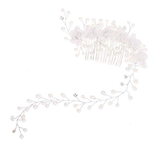 Sunshinesmile Handmade Hair Combs Bridal Floral Headband Women Pearl Flower Jewelry Hairband Bridal Tiara Wedding Accessories