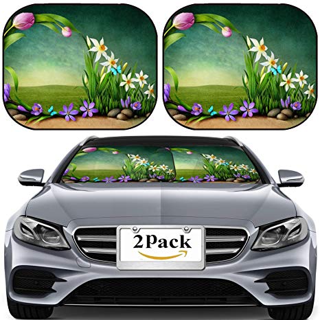 MSD Car Sun Shade for Windshield Universal Fit 2 Pack Sunshade, Block Sun Glare, UV and Heat, Protect Car Interior, Image ID: 26623373 Spring Background for Greeting Card or Illustration