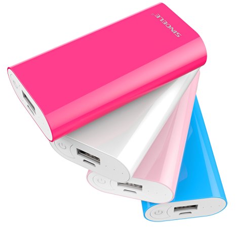 SINOELE 5000mAh External Battery Power Bank Portable Power Pack Charger Universal Ultra Mini Compact- Rosy