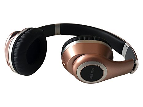 VOLTZ Bluetooth Wireless Headphones. Over Ear for Stereo Beats. Best for I-phone, TV, Sport, Workout and Running. Foldable and Adustable Headband. Active Noise Reduction (Rose Gold)