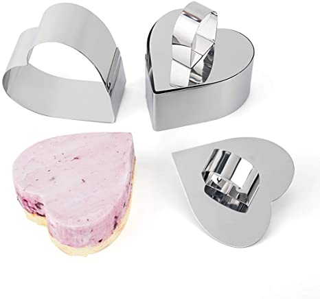Uncle Jack Heart Shape Food Tower Presentation Cooking Molds with Food Press-Heart Forms(set of 2) (3.15''L X 3.15''W X 1.57''H)