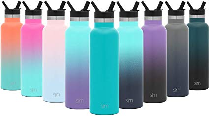 Simple Modern Ascent Water Bottle with Straw Lid - Narrow Mouth, Vacuum Insulated, Double Wall, 18/8 Stainless Steel Powder Coated