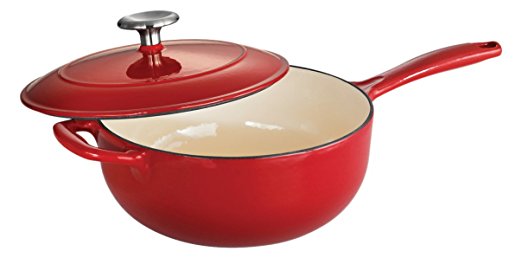 Tramontina Enameled Cast Iron Covered Saucier, 3-Quart, Gradated Red