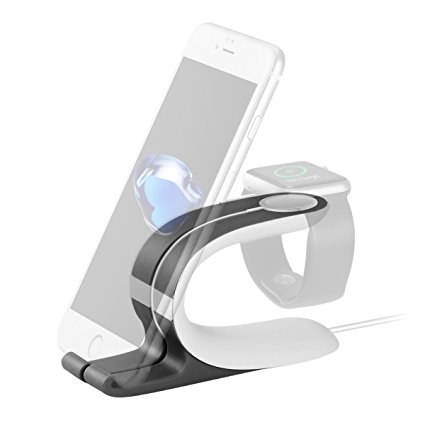 Stand for Apple Watch,LANMU 2-in-1 Smart Watch Charging Dock Holder Station for Apple Watch,Charger Stand Holder for iPhone,iPad