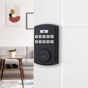 Brinks Electronic Keypad Door Lock, High-Security Keyless Entry Lock with Deadbolt for Front Door, Auto Locking Feature with Up to 50 Use Codes, Matte Black