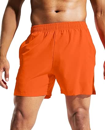 MIER Men's 5 Inch Running Athletic Shorts with Pockets Quick Dry Lightweight Gym Workout Shorts, Elastic Waist