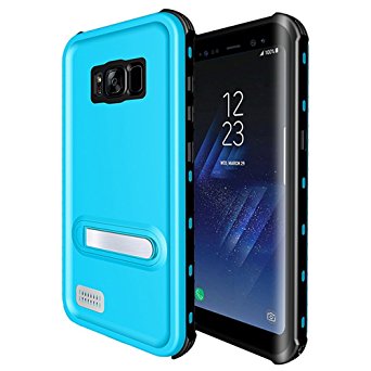 Galaxy S8 Plus Waterproof Case,Underwater Cover Full Body Protective Shockproof Snowproof Dirtproof IP68 Certified Waterproof Case with Kickstand for Samsung Galaxy S8 Plus (Blue)