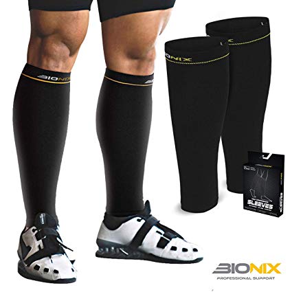 Bionix Calf Compression Sleeves Support For Men and Women | Help Shin Splints, Blood Circulation & Leg Cramp Pain Relief | Enhance Performance & Recovery Running Sports Work Pregnancy Flight Travel