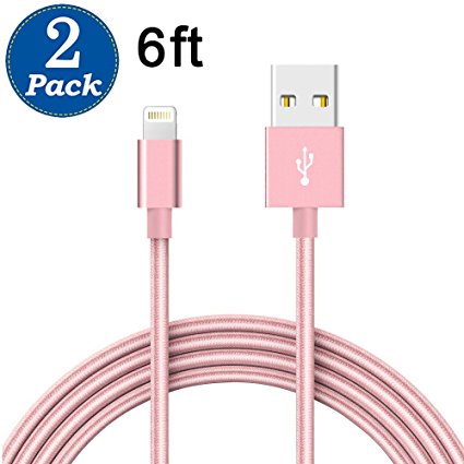 Lightning Cable 6Ft, 2Pack Nylon Braided Durable 8 Pin Lightning to USB Charger for iPhone 7/7 /6/6 /6s/6s /5/5s/5c/SE, iPad and More