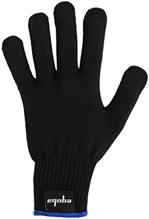 Eqoba Heat Resistant Flat Iron Glove, Professional Anti-Burn Protection Black Glove Blue Cuff