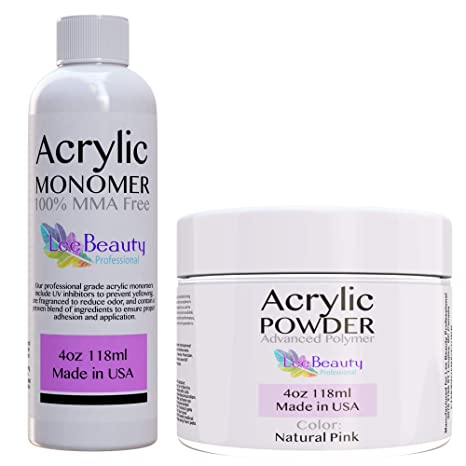 Professional Monomer liquid and Polymer Powder Acrylic Nail Kit for Doing Acrylic Nails. MMA free. Natural Pink Color