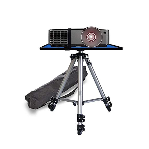 Video Projector Stand Tripod Stand Mount Adjustable Height with Swivel/Rotating Pallet Plate Tray for iPad Tablets Camera Laptop And Carrying Bag