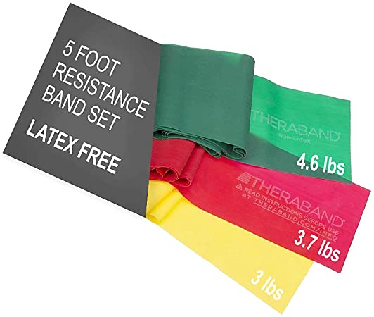 TheraBand Resistance Bands Set, Professional Non-Latex Elastic Band for Upper & Lower Body Exercise, Strength Training Without Weights, Physical Therapy, Pilates