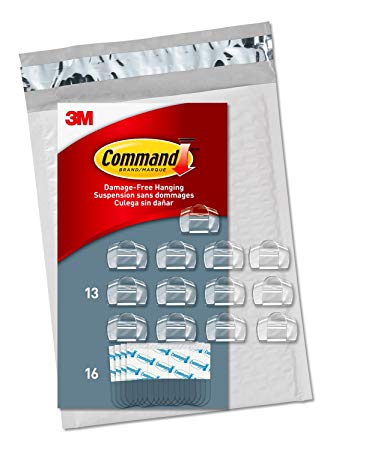 Command Round Cord Clips Clear, 13 Piece, 16 Strips (CL017-13NA) - Easy to Open Packaging