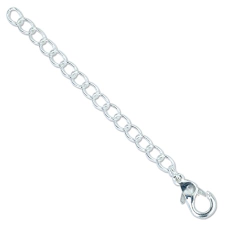 Beadalon Extension Chain 2-Inch Lobster Clasp Silver, Plated, 3-Piece