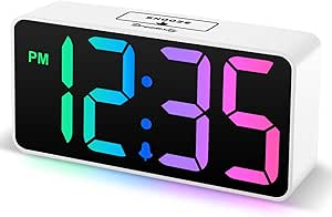 DreamSky Super Loud Alarm Clock for Heavy Sleepers - RGB Small Digital Clock for Kids Bedroom Bedside Nightstand, Electric Desk Clock with Large Numbers, Dimmer, Adjustable Volume, USB Port, Snooze