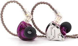 Linsoul KZ ZS10 Pro, 4BA 1DD 5 Driver in Ear Monitor, HiFi Wired Earbuds, Gaming Earbuds, Hybrid IEM Earphones with Stainless Steel Faceplate, 2 Pin Detachable Cable (with Mic, Purple)