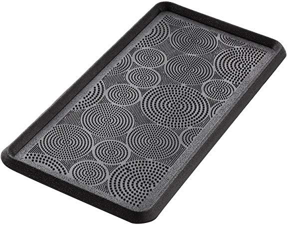 HF by LT Circle Pin Pattern Rubber Boot Tray, 32" x 16", One-Piece Seamless Construction, Durable Vulcanized Rubber, Year Round Use Indoors or Outdoors, Black