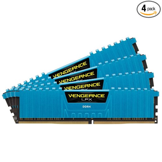 Corsair Vengeance LPX 16GB (4x4GB) DDR4 DRAM 2400MHz (PC4-19200) C14 Memory Kit - Blue