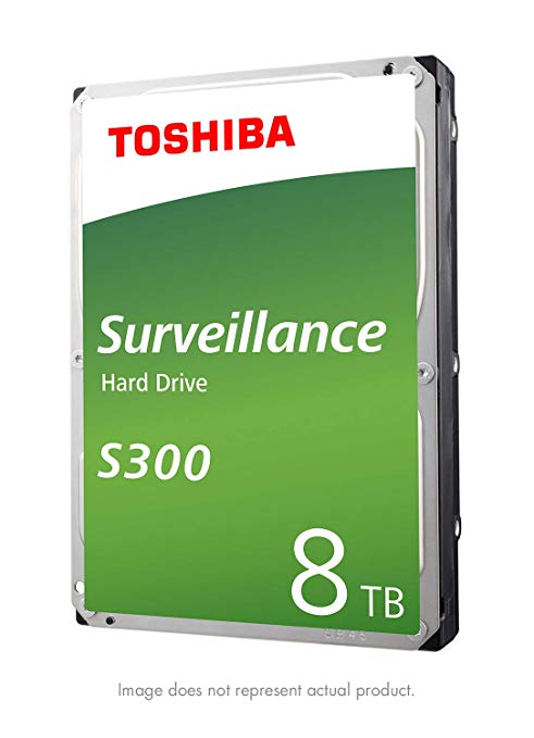 Toshiba S300 8TB Surveillance 3.5” Internal Hard Drive – SATA 6 Gb/s 7200 RPM 256MB Cache (HDWT380UZSVAR)