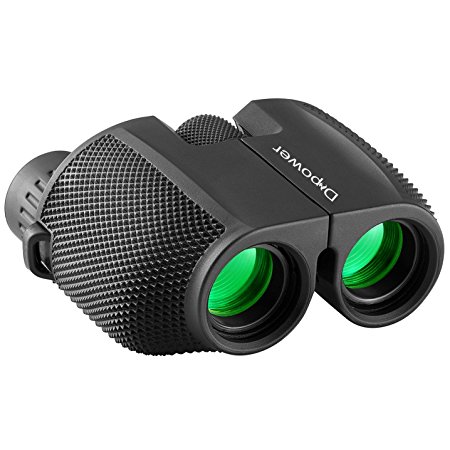 Dreampower 10x25 Compact High Powered Folding Binoculars Waterproof Telescope with Low Light Night Vision for kids /adults/outdoor birding watching/ travelling/sightseeing/ hunting, etc