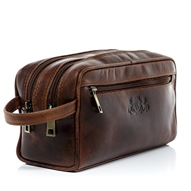 Scotch & Vain large washbag - travel necessaire GATWICK - toiletry bag brown-cognac leather