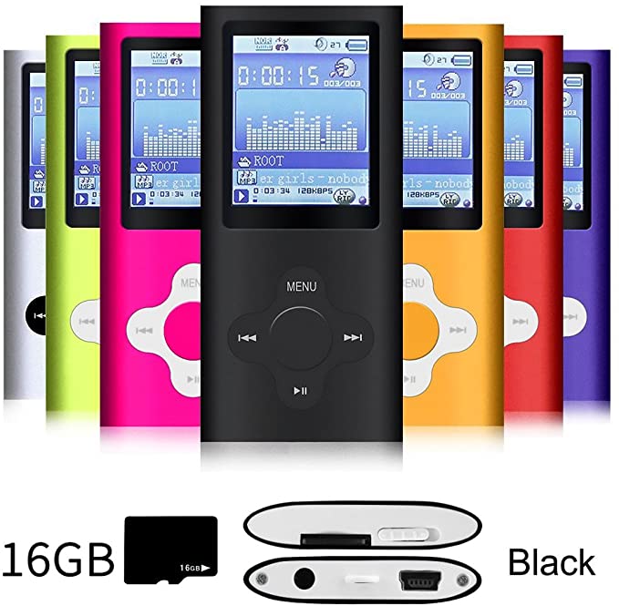 G.G.Martinsen Black with Black Versatile MP3/MP4 Player with a Micro SD Card, Support Photo Viewer, Mini USB Port 1.8 LCD, Digital MP3 Player, MP4 Player, Video/Media/Music Player