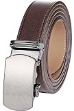 Marino Mens Wide Rimmed Imprinted Leather Ratchet Dress Belt with Automatic Buckle Enclosed in an Elegant Gift Box