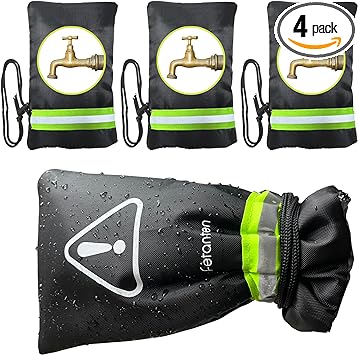 Outdoor Faucet Covers for Winter Freeze Protection, Fetanten 9" H x 5.7" W Outside Hose Bib Covers Faucet Socks with Waterproof Oxford and Aluminized Thermal Insulation Fabric (1.18" Thinsulate, 4PCS)