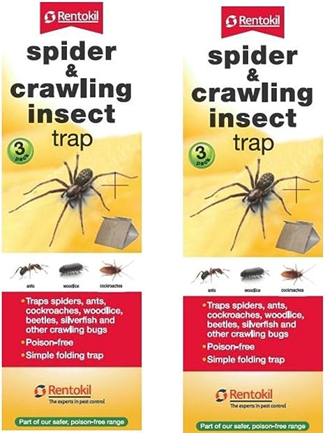 2 x Rentokil 3 Pack Spider & Crawling Insect Beetle Ants Cockroaches Trap