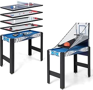 Giantex 6 in 1 Multi Game Table, Combo Game Table w/Basketball, Billiards, Ping Pong, Hockey, Shuffleboard, Bowling for Home, Game Room, Friends & Family, Combination Game Table Set for Adults Kids