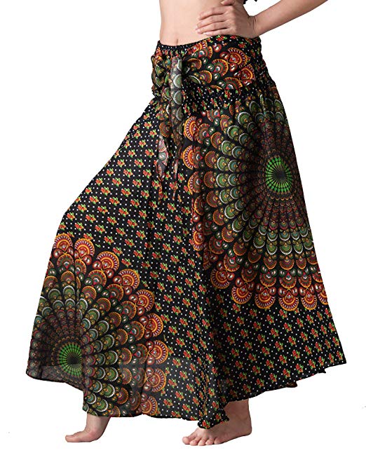 B BANGKOK PANTS Women's Long Maxi Skirt Hippie Bohemian Gypsy Dress Boho Clothing Party Dress Beach Wear Asymmetric Hem