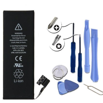 All Power Zero Cycle 3.8V 1440 mAh Li-ion for Apple iPhone 5 Replacement Battery Kit with Tools and Instructions