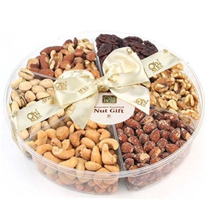 Oh! Nuts Holiday Freshly Roasted Nuts Gift Basket (Jumbo Nuts Gift Tray)