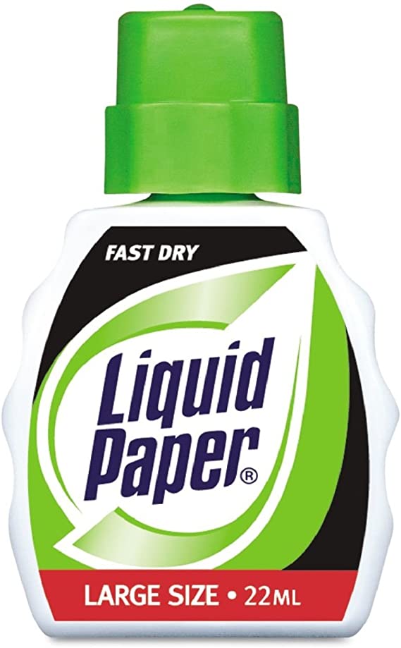 Liquid Paper Products - Liquid Paper - Fast Dry Classic Correction Fluid, 22 ml Bottle, White - Sold As 1 Each - Excellent, quick-drying coverage with a classic brush applicator. - Matches bond and other bright white papers. - Corrects ballpoint, gel, rol