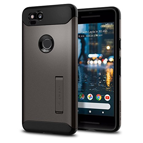 Google Pixel 2 Case Spigen [Slim Armor] [Gunmetal] Air Cushion Technology and Hybrid Drop Protection Phone Case Cover for Pixel 2 (2017) - Gunmetal - F16CS22251