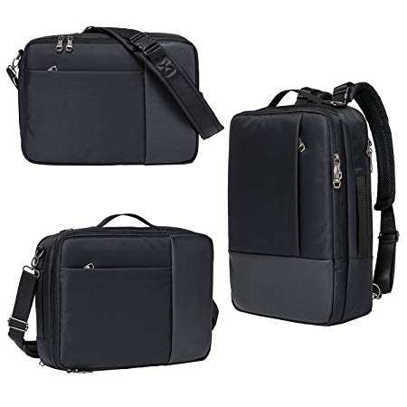 Riavika 3-Way Convertible Laptop Backpack Briefcase Messenger Bag Backpack-Black