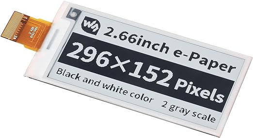 waveshare 2.66inch E-Paper E-Ink Raw Display Compatible with Raspberry Pi 4B/3B /3B/2B/B /A /Zero/Zero W/WH/Zero 2W Series Boards 296×152 Pixels Dual-Color Support Partial Refresh