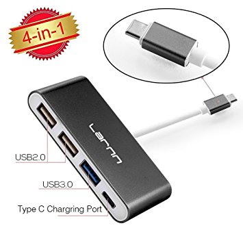 USB-C Multiport Adapter Converter USB 3.0 Type C Hub for New MacBook, ChromeBook Pixel, Nokia N1, Nexus 6/6p and Other Type-C HUB Devices 1 USB C Charging Port and 3 USB A Ports (Grey)