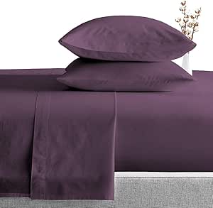 4 Pieces Queen Bed Sheet Set - 800 Thead Count Soft and 100% Egyptian Cotton, 15 Inch Deep Pockets, Wrinkle & Fade Resistant Queen Size Plum Solid, SYG-8US9N-MCN-U2