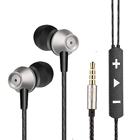 PTron HBE9 Headphone Stereo in Ear Earphone Wired Headset with Mic for All Smartphones (Silver)