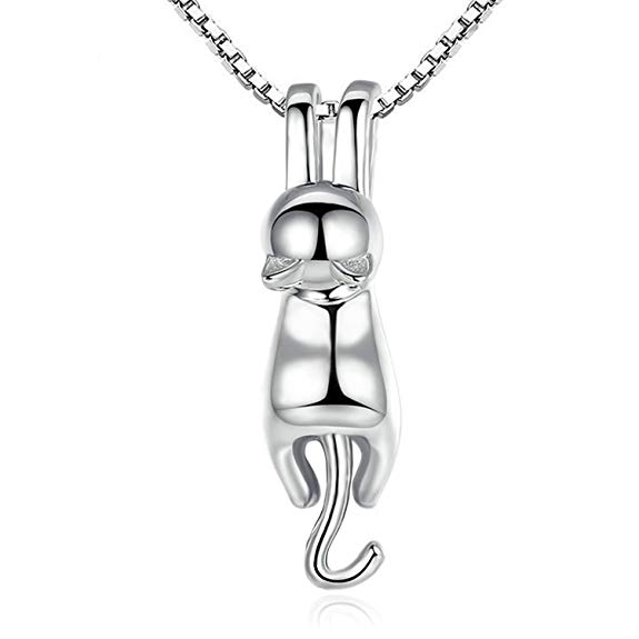 Joyfulshine 925 Sterling Silver Cute Cat Pendant Necklace Jewelry for Womens Girls …