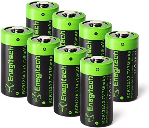 Enegitech CR123A Lithium Batteries 750mAh 8 Pack for Arlo Cameras Security System(VMC3030 VMK3200 VMS3330 3430 3530) Flashlight