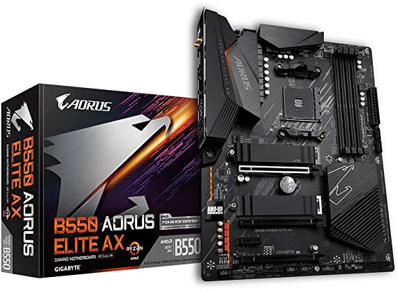 Gigabyte B550 AORUS Elite AX (AMD Ryzen 3000/B550/ATX/True 12 2 Phases Digital VRM/PCIe4.0/DDR4/USB3.2 Gen 1/Realtek ALC1200/Intel WiFi 6/2xM.2 Thermal Guard/2.5 GbE LAN/HDMI/DP/Gaming Motherboard)